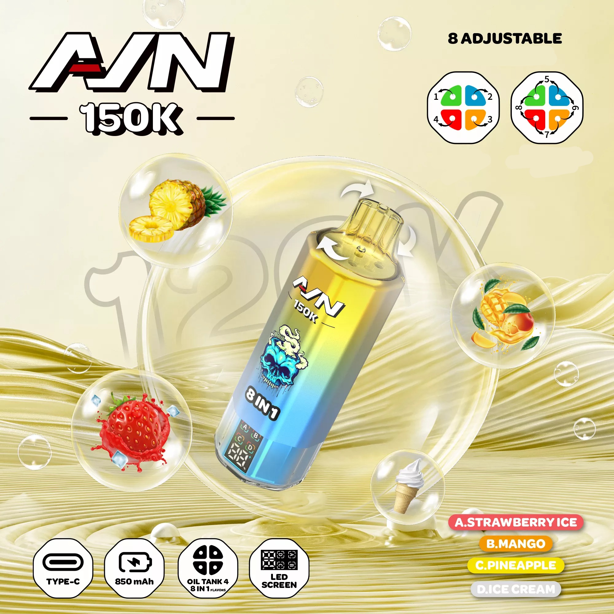 AIVONO AIM AVN 150K Züge 8 in 1 Einweg Vape LED Display Großhandel günstig kaufen – Bild 9