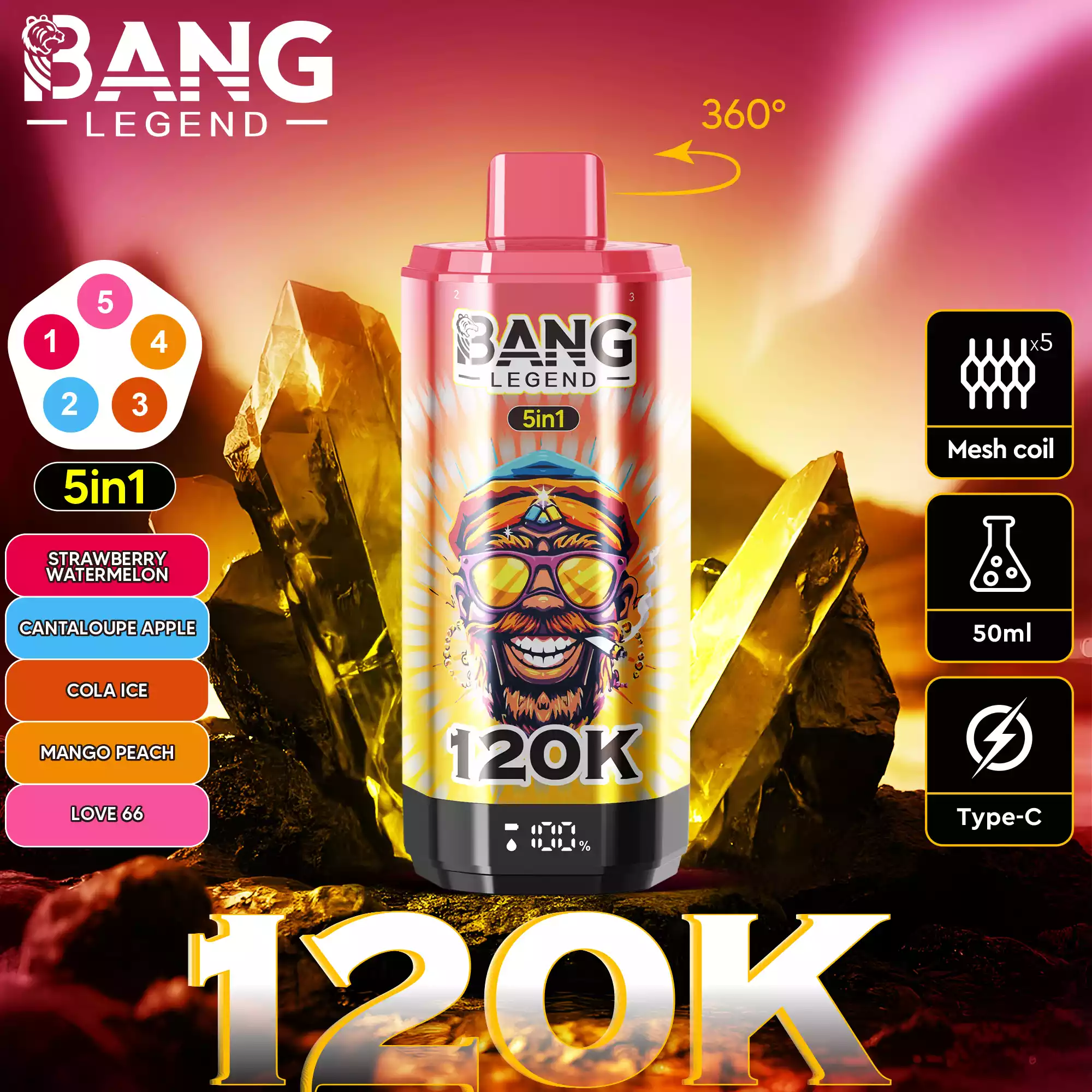 BANG LEGEND 120000 Züge 5 in 1 Einweg Vape DSK060 Großhandel günstig kaufen – Bild 3