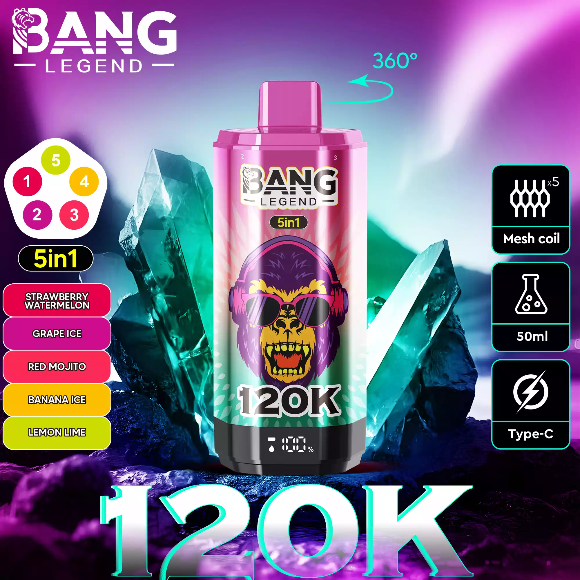 BANG LEGEND 120000 Züge 5 in 1 Einweg Vape DSK060 Großhandel günstig kaufen – Bild 4