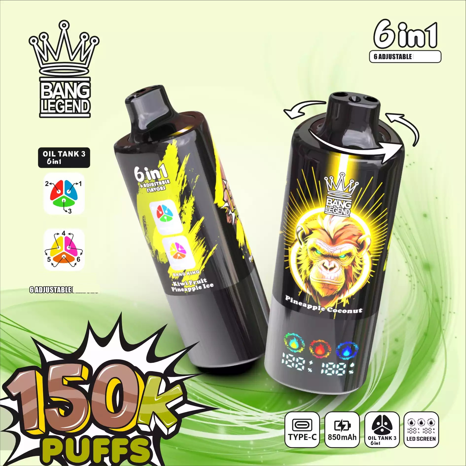 BANG LEGEND 150000 Züge 6 in 1 Einweg Vape Großhandel DSK064 günstig kaufen – Bild 2
