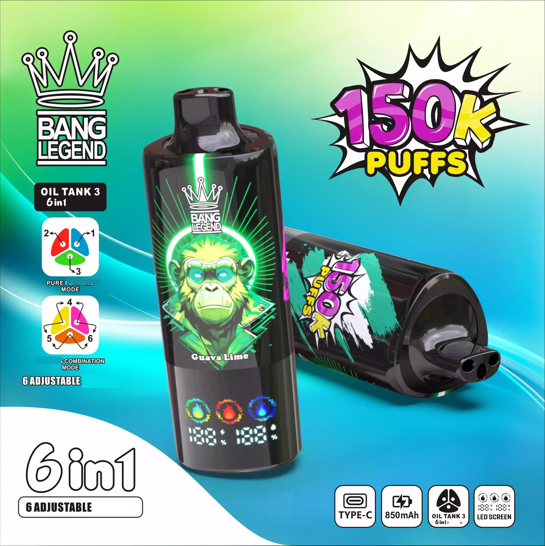 BANG LEGEND 150000 Züge 6 in 1 Einweg Vape Großhandel DSK064 günstig kaufen – Bild 3