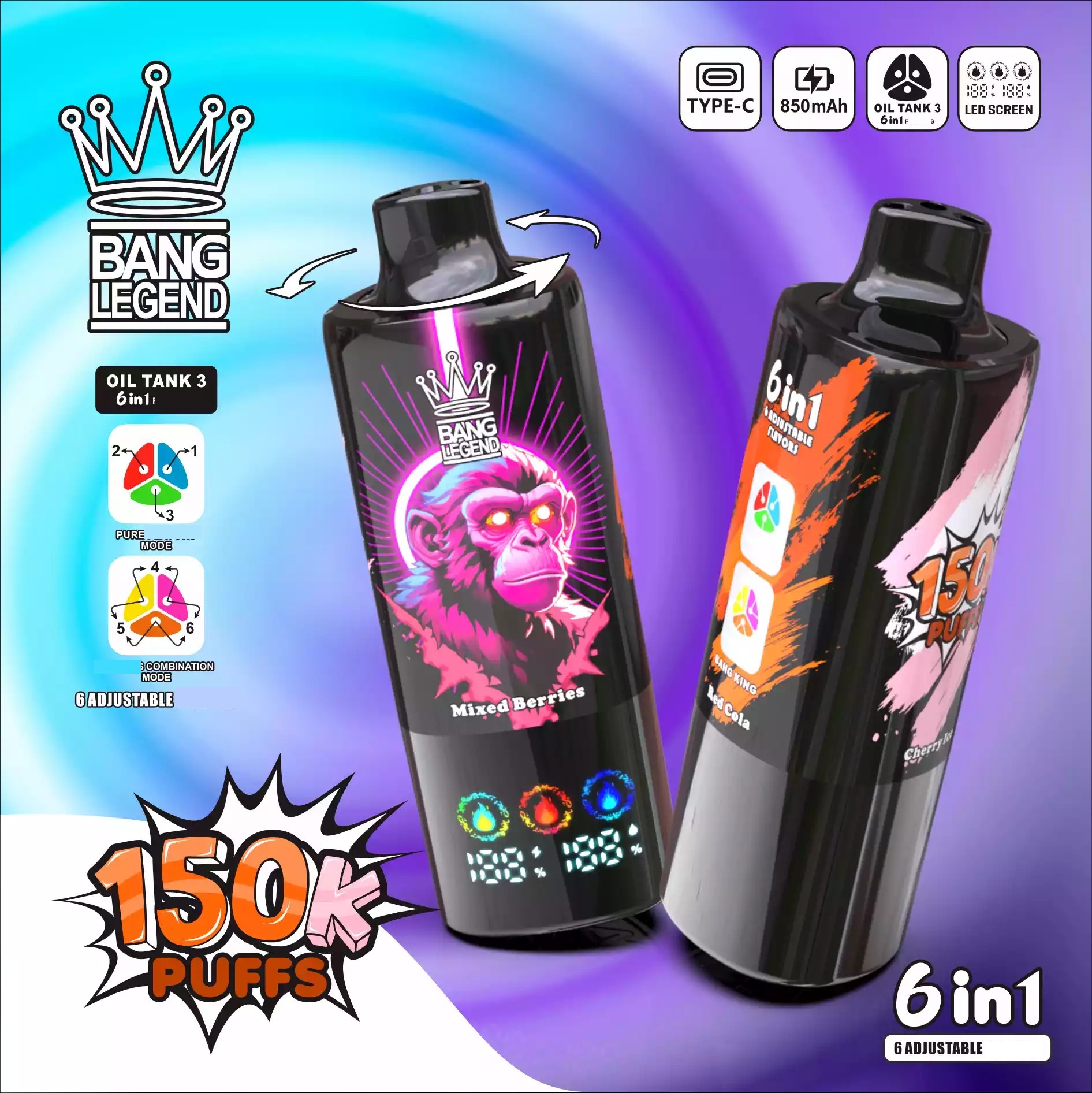 BANG LEGEND 150000 Züge 6 in 1 Einweg Vape Großhandel DSK064 günstig kaufen – Bild 6