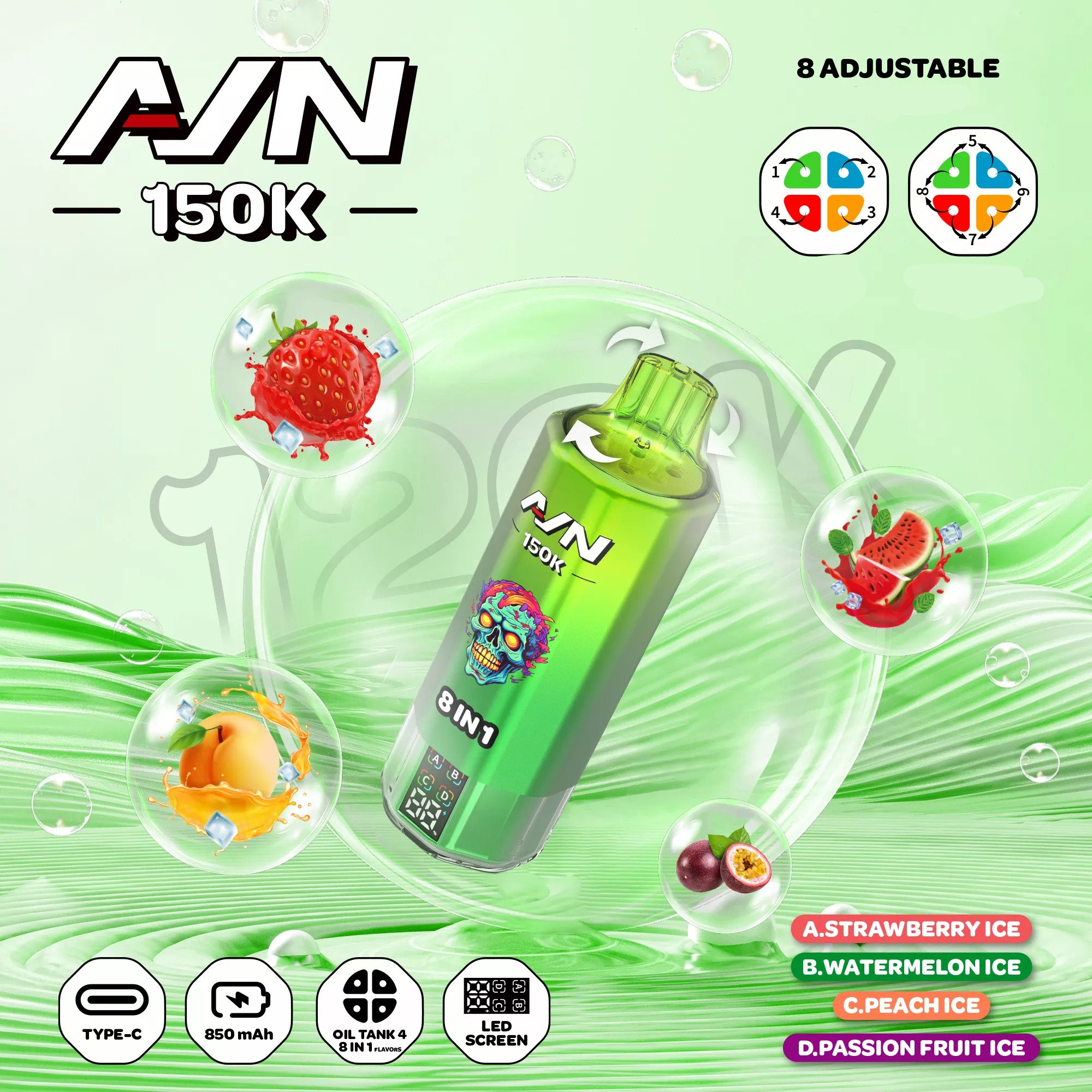 AIVONO AIM AVN 150K Züge 8 in 1 Einweg Vape LED Display Großhandel günstig kaufen