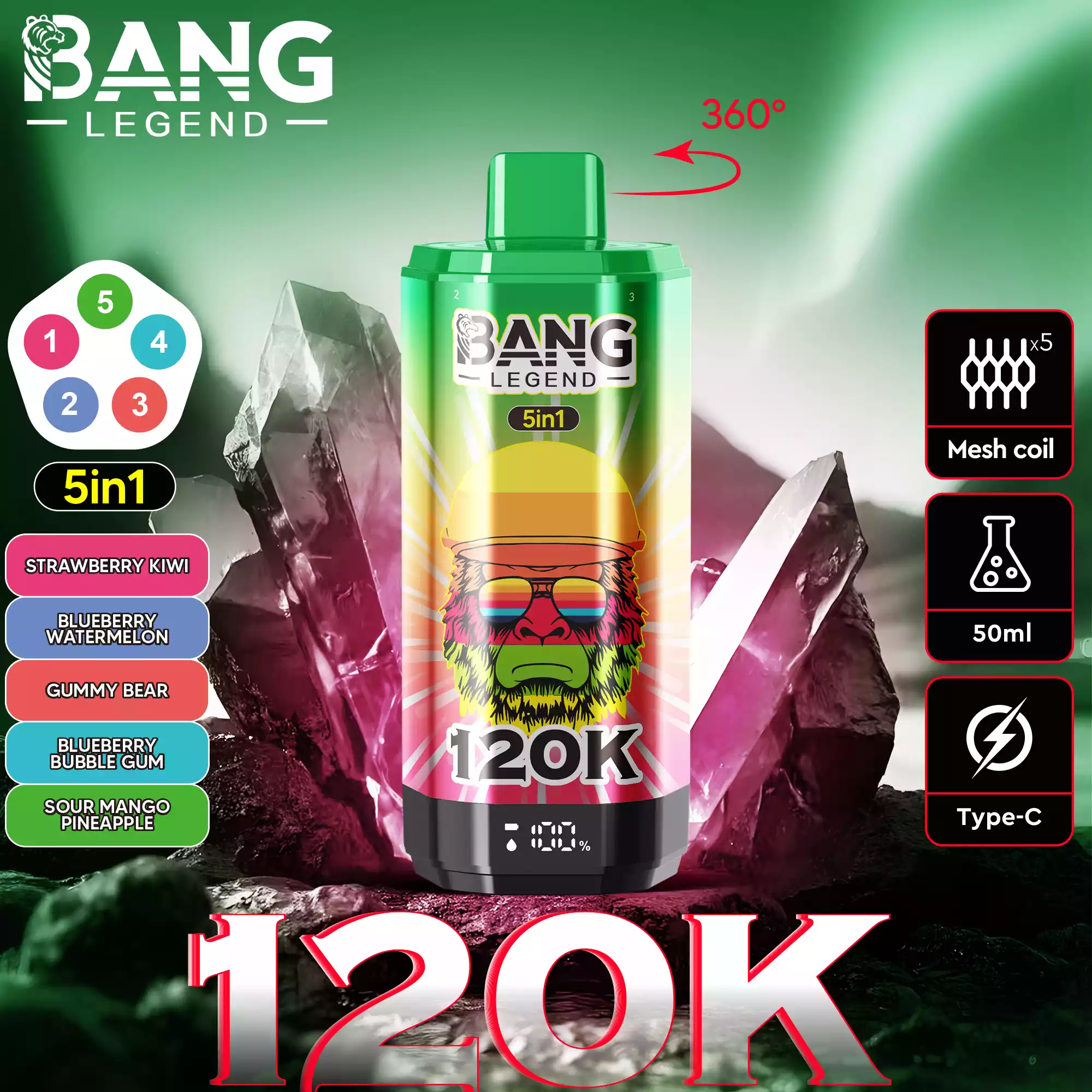 BANG LEGEND 120000 Züge 5 in 1 Einweg Vape DSK060 Großhandel günstig kaufen