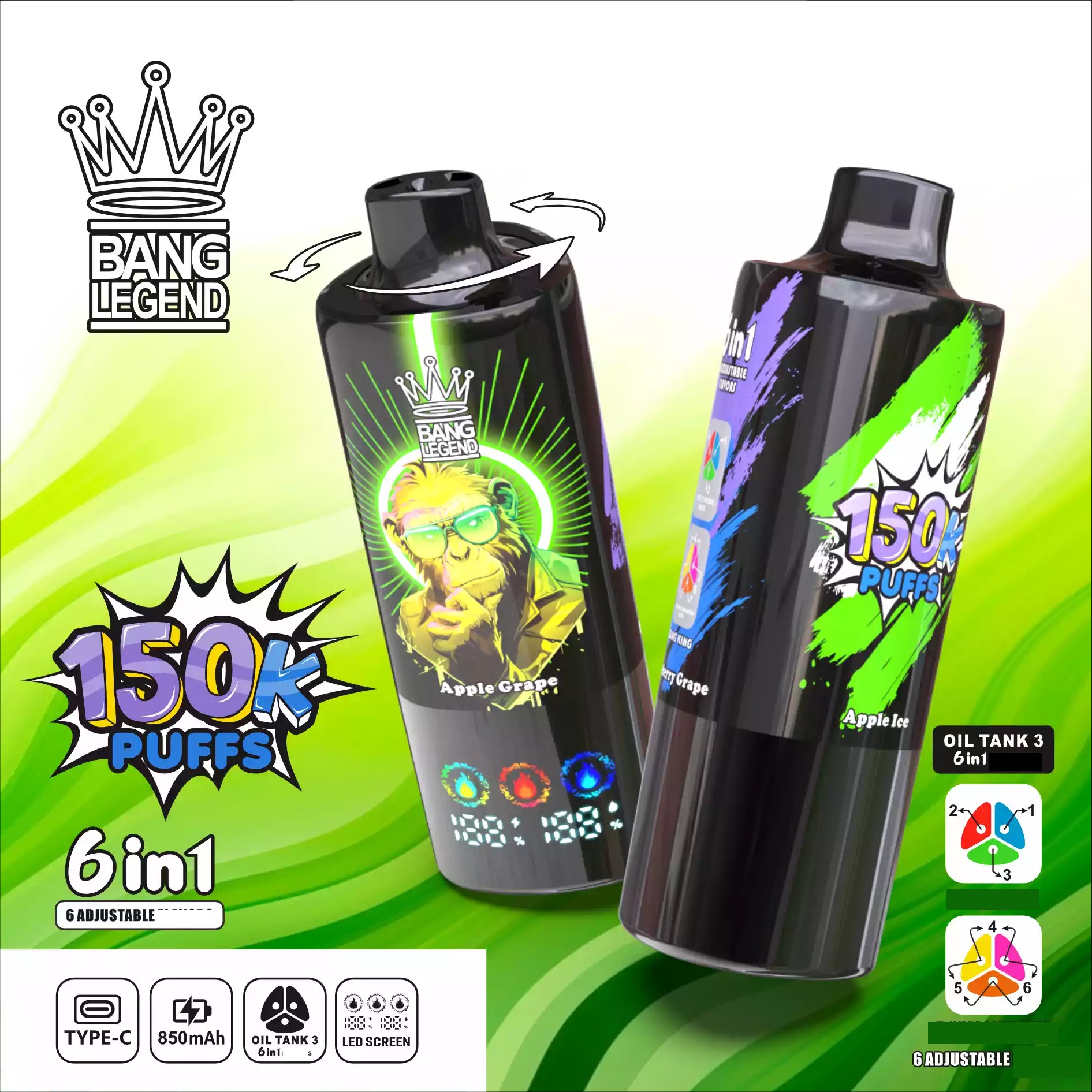 BANG LEGEND 150000 Züge 6 in 1 Einweg Vape Großhandel DSK064 günstig kaufen
