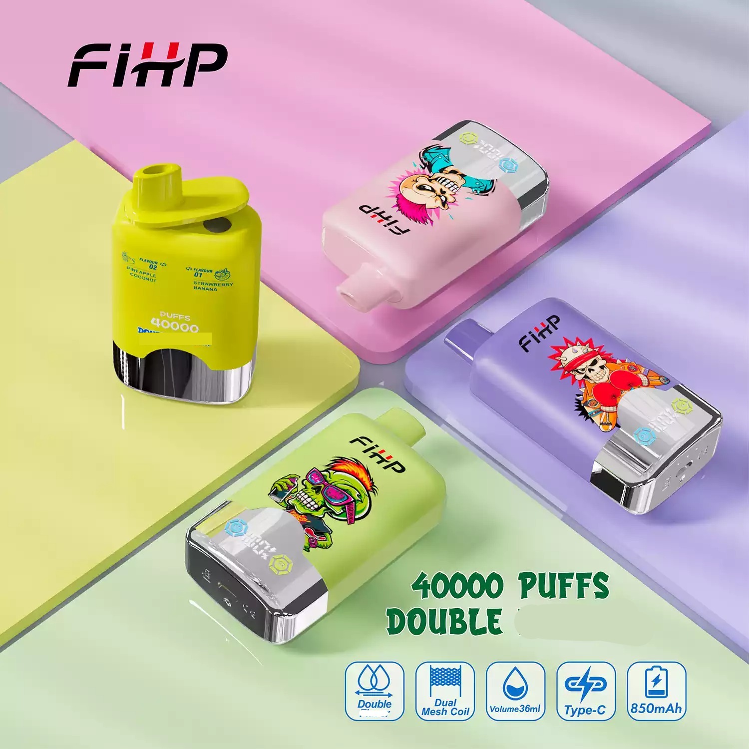 FIHP 40000 Züge Doppel Einweg Vape 40K Großhandel Bestpreis