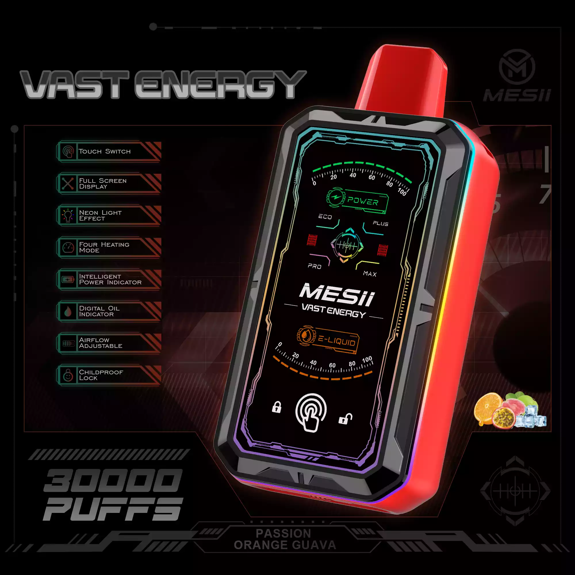 MESII VAST ENERGY 30000 Züge Einweg Vape LED Licht Großhandel Posten günstig kaufen – Bild 3