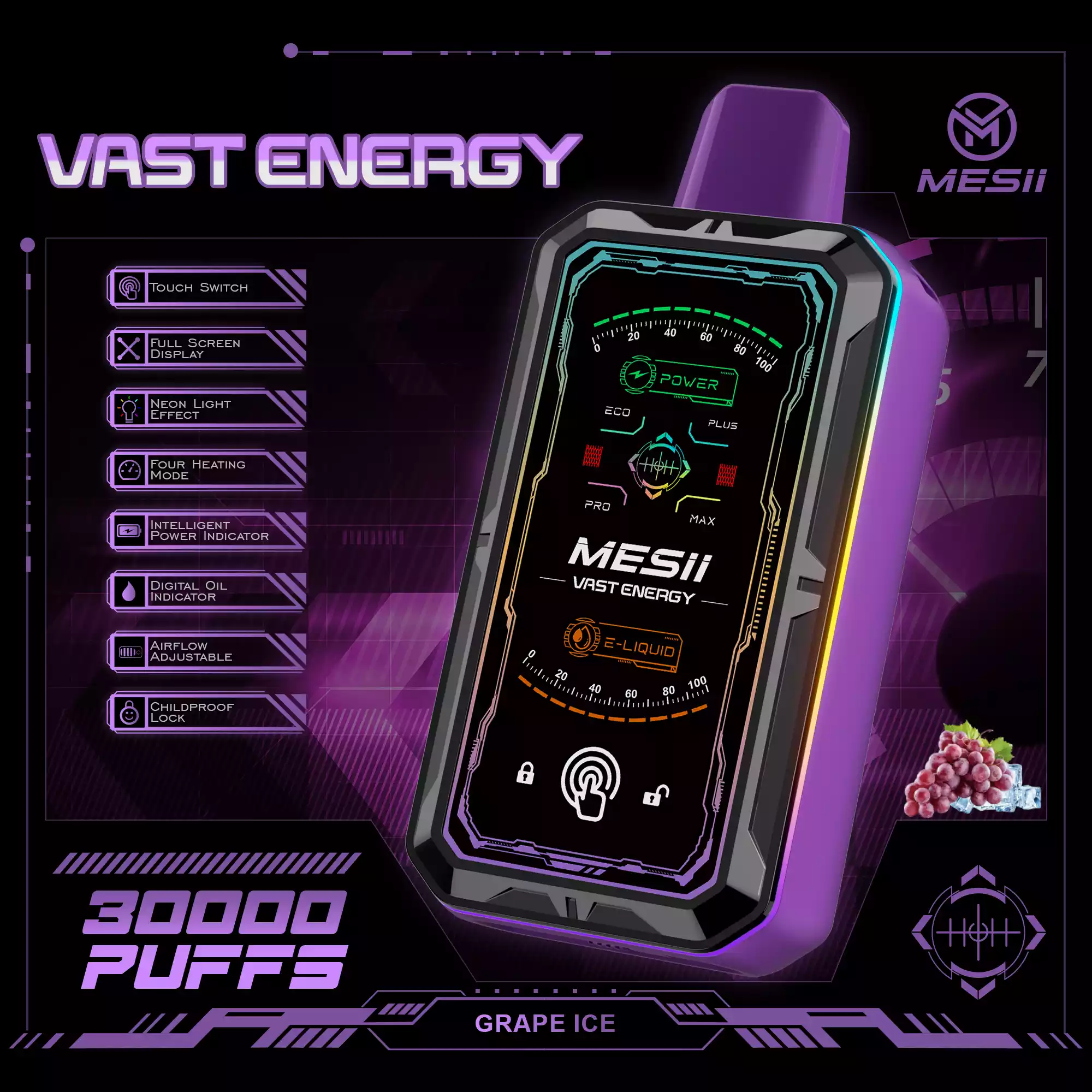 MESII VAST ENERGY 30000 Züge Einweg Vape LED Licht Großhandel Posten günstig kaufen – Bild 4
