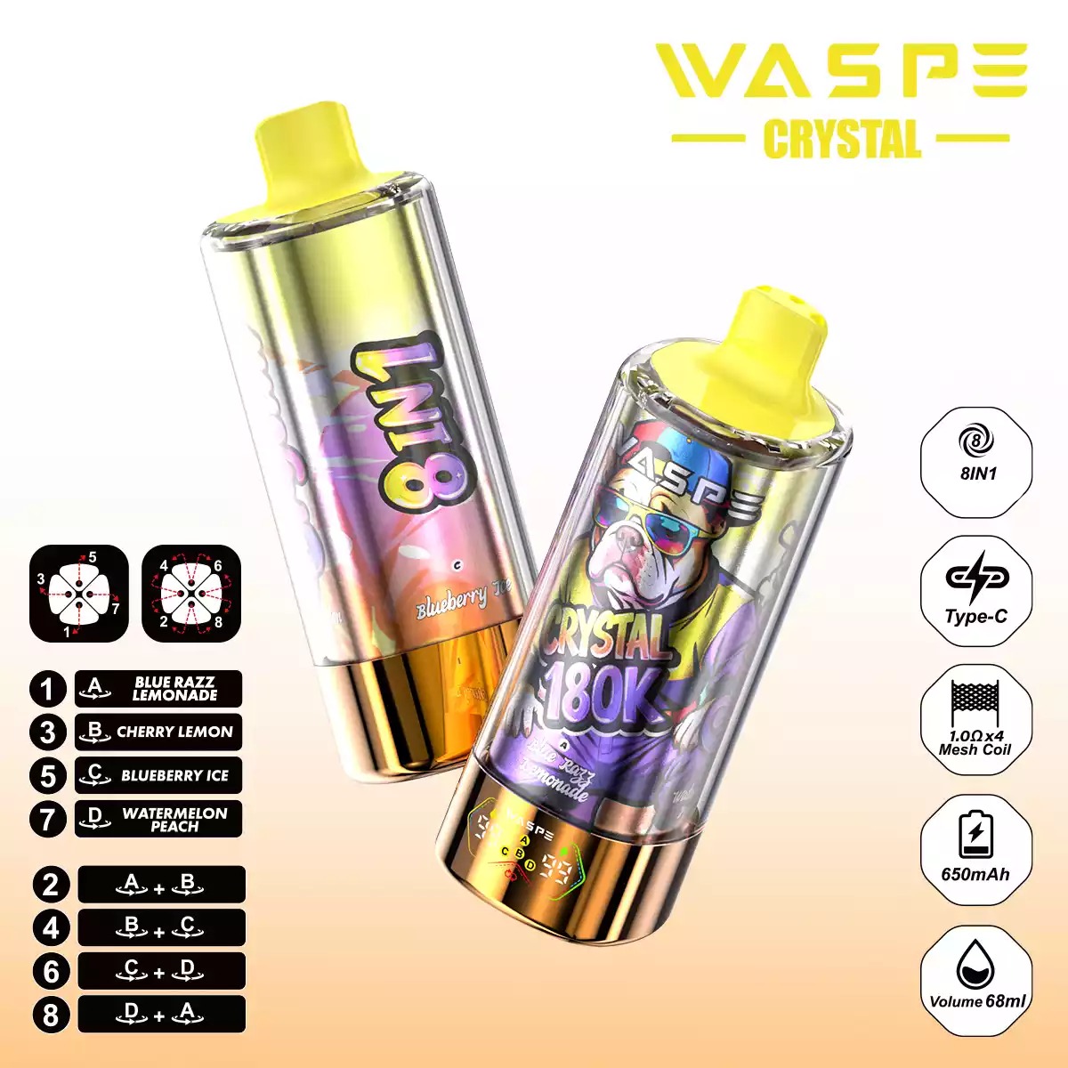 WASPE 8 in 1 Einweg Vape 180000 Züge LED Display Mesh Coil Großhandel günstig kaufen – Bild 14